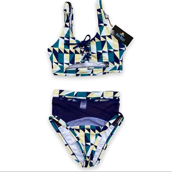 REE Bees Geometric Print High Waist Bikini - Picture 1 of 15